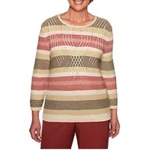 Alfred Dunner - Women's Cedar Canyon Embroidered Striped Sweater - Multicolor